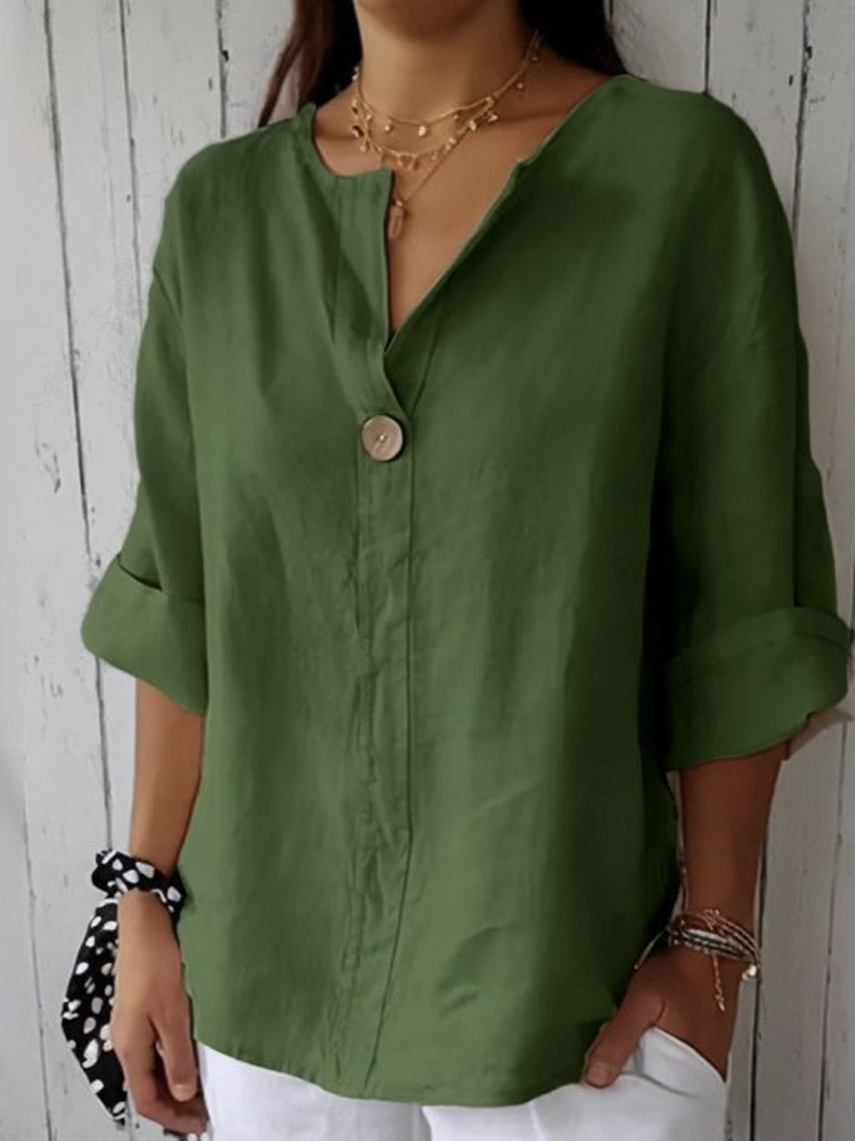 Aurela | Elegant Tailored V-Neck Blouse